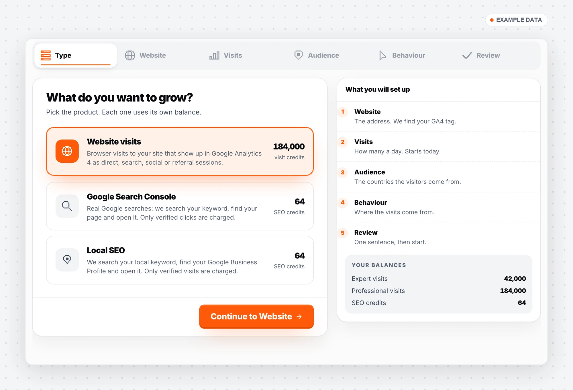 Campaign setup: Website visits, Google Search Console or Local SEO