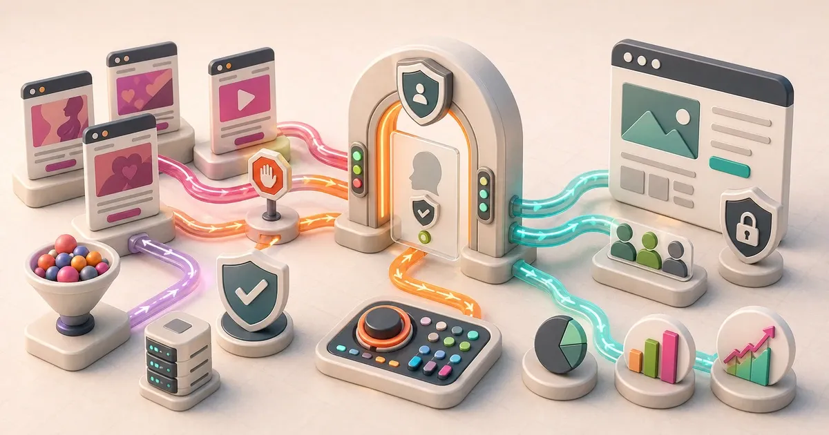 Bright editorial system routing adult advertising through age, privacy, safety and analytics controls