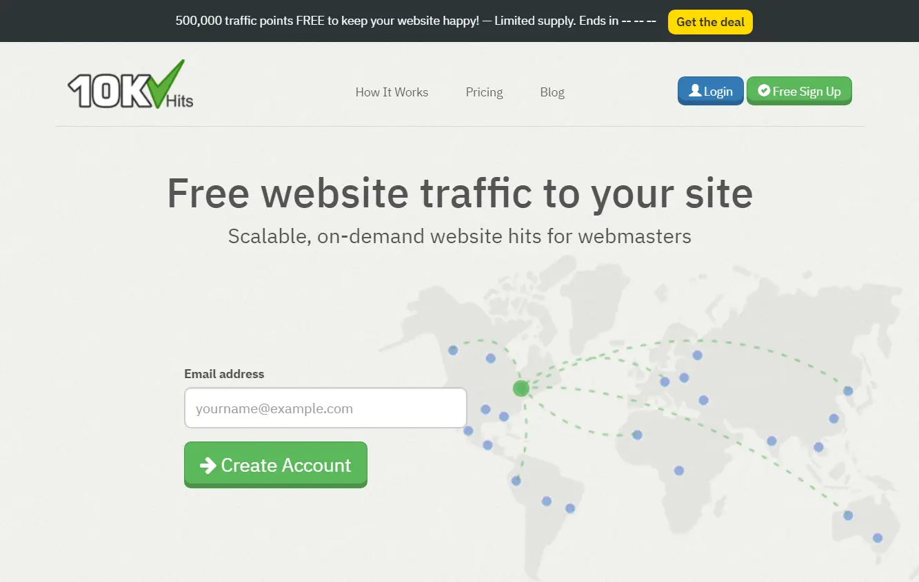 Niche Online Traffic landing page.