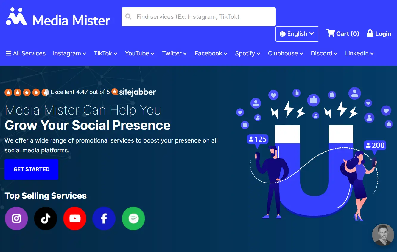 Mediamister landing page.