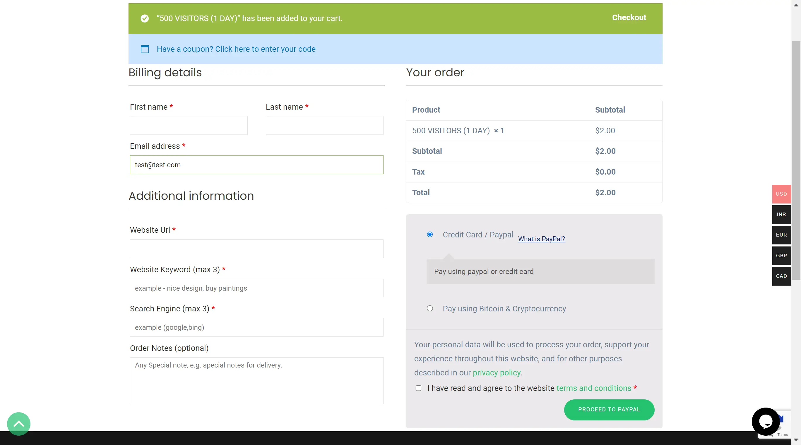 Organic Visit dashboard screenshot.