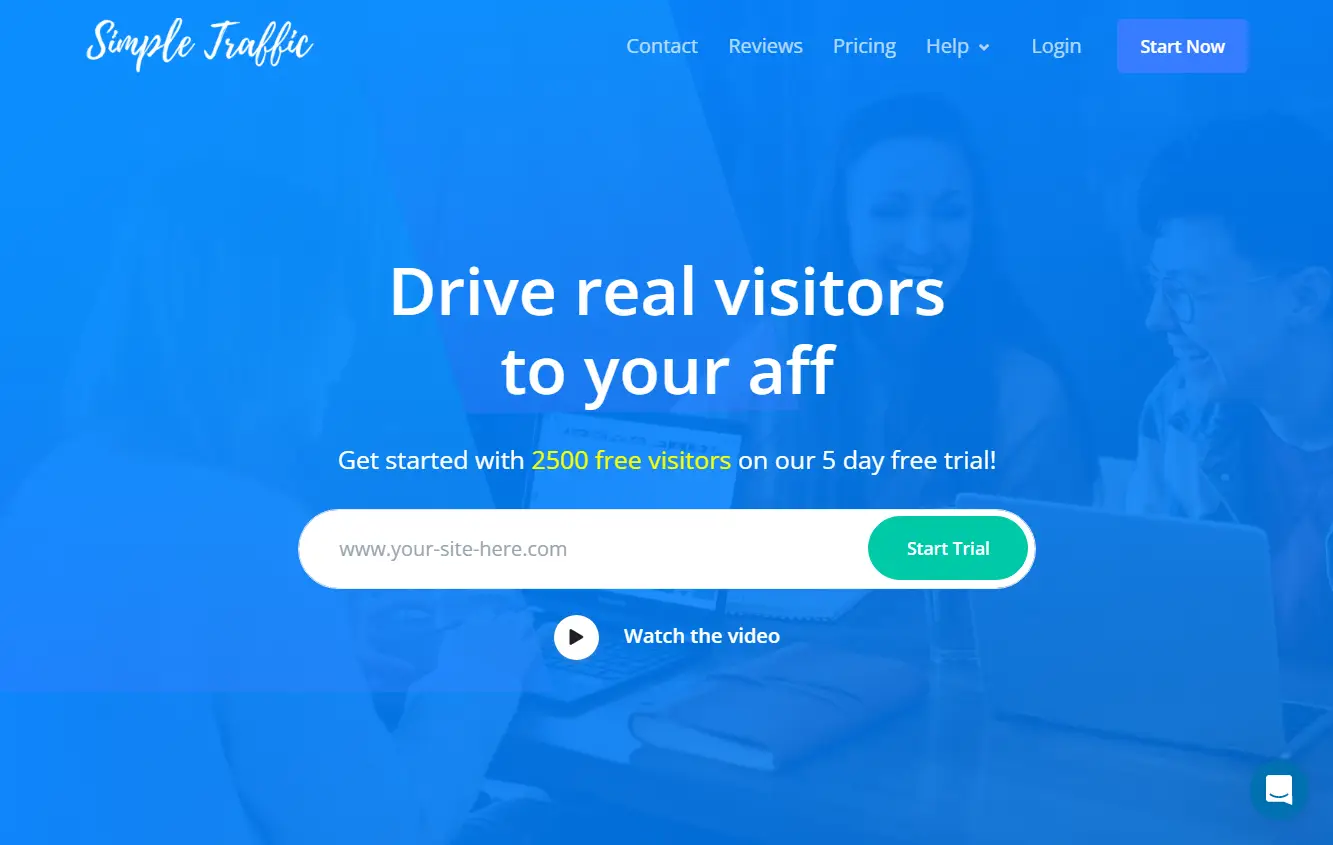 Simple Traffic landing page screenshot