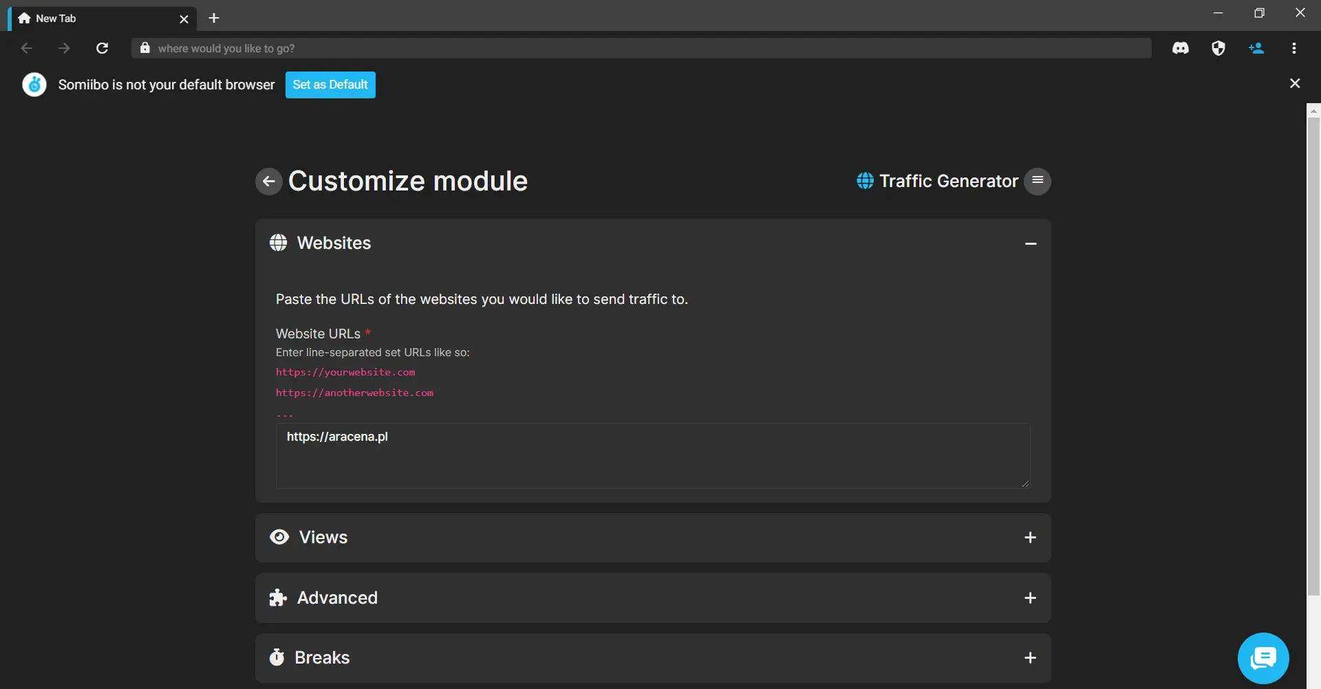 Somiibo dashboard screenshot.