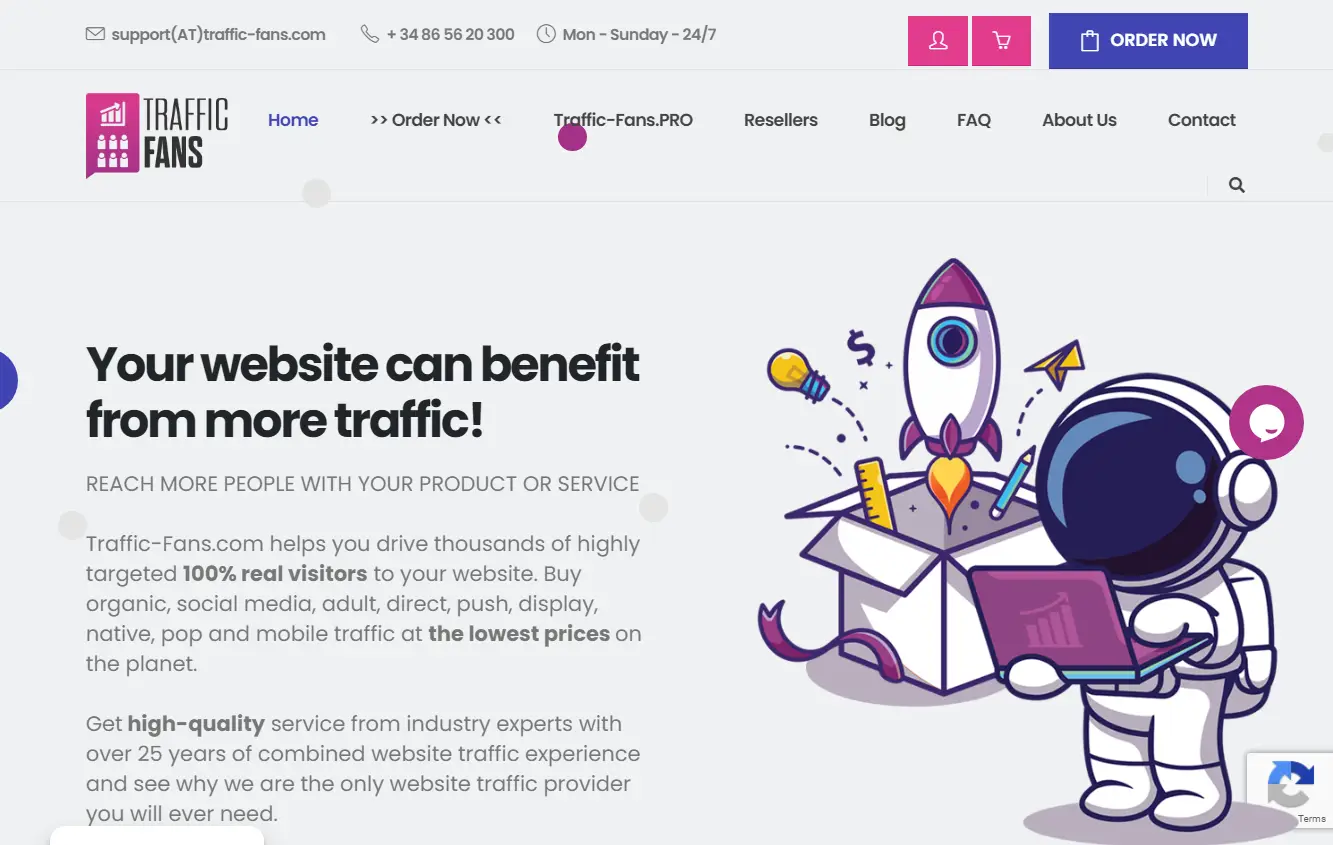 Traffic Fans landingpage.