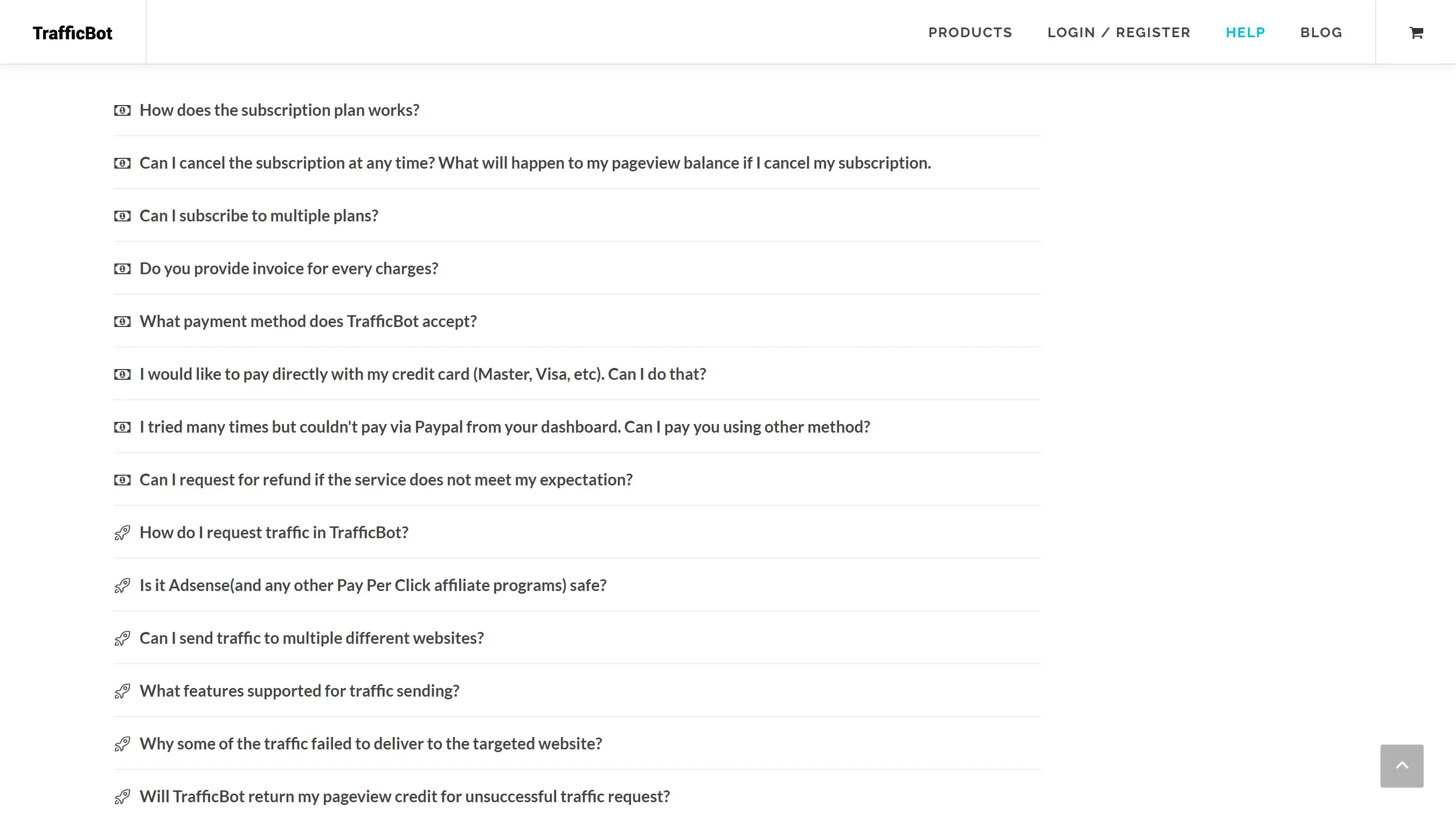 Trafficbot.co support chat screenshot.