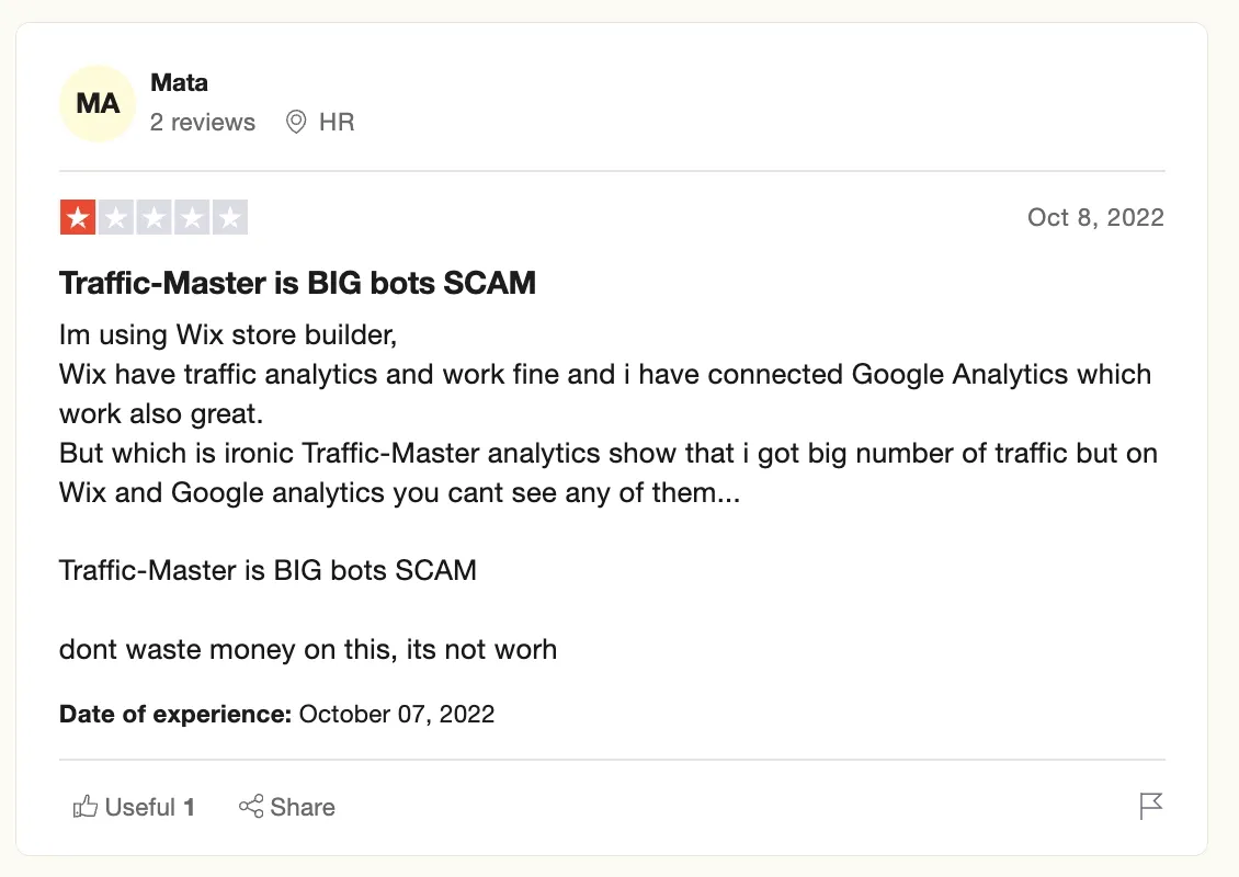 Traffic Master Trustpilot review 1