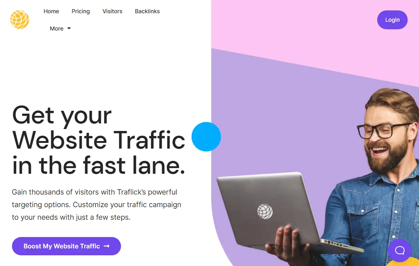 Traflick landing page screenshot.