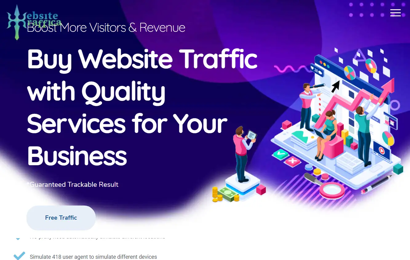 Website Traffica landing page.
