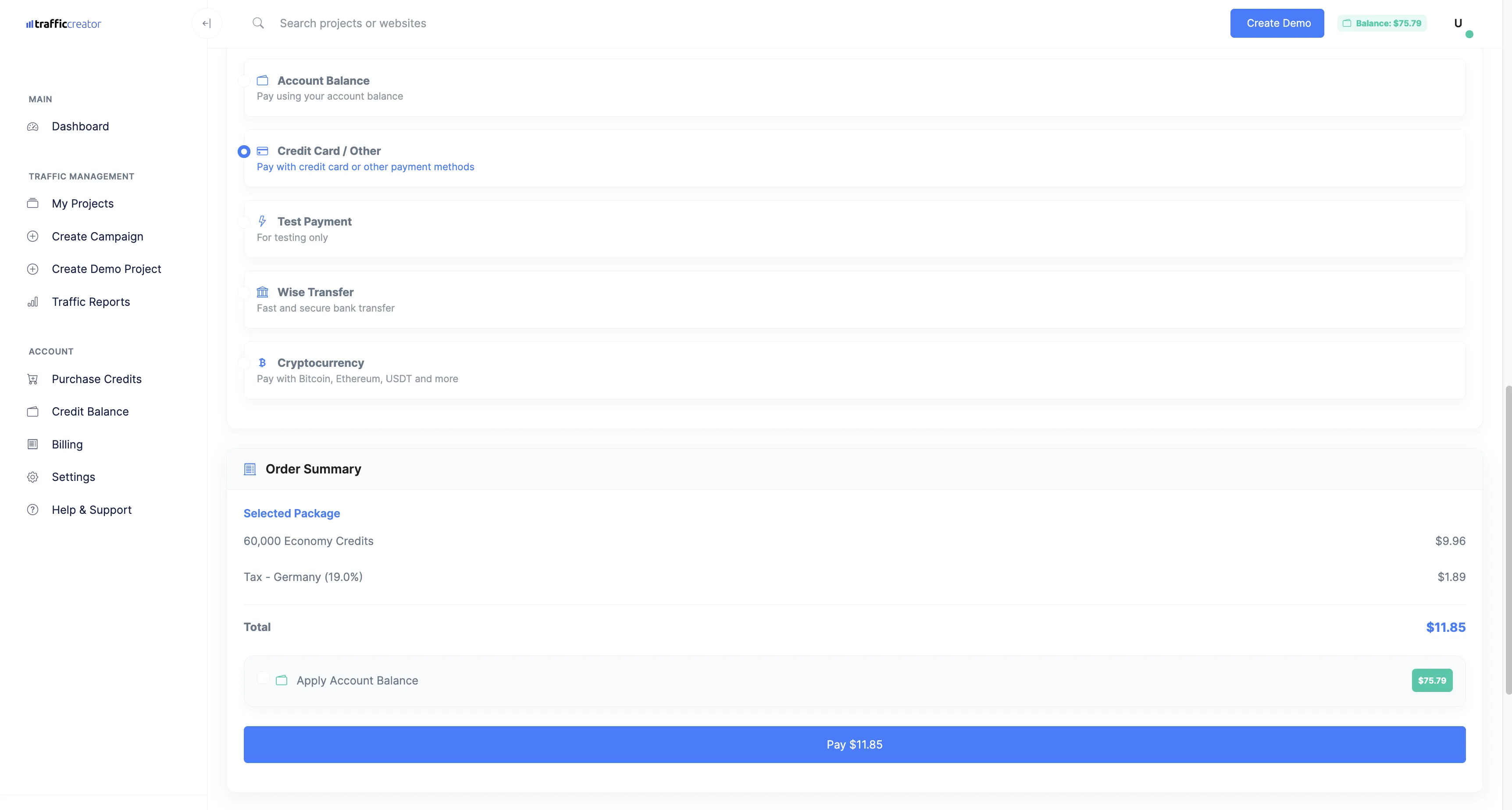 Litecoin Payment Screen