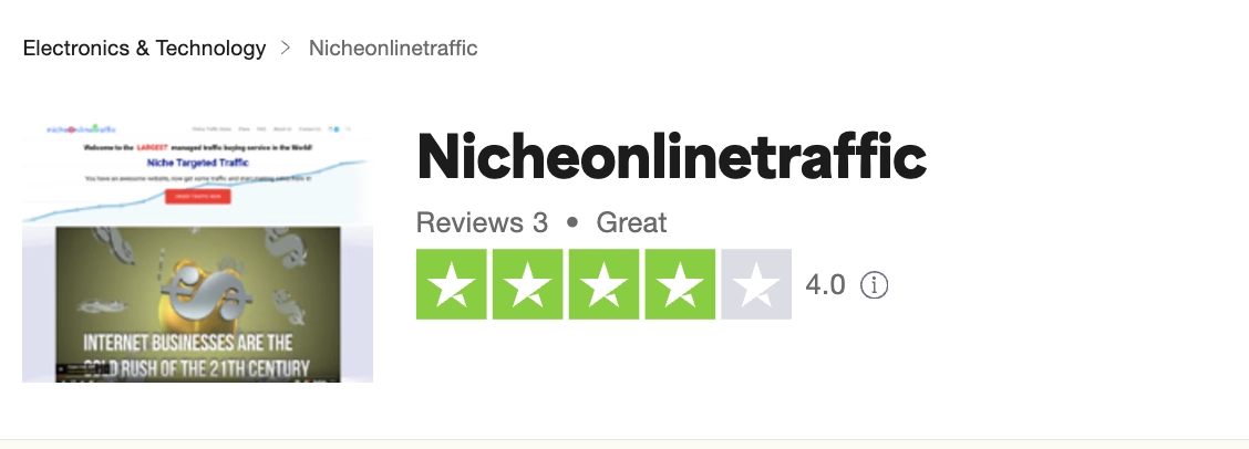 Niche online traffic Trustpilot rating