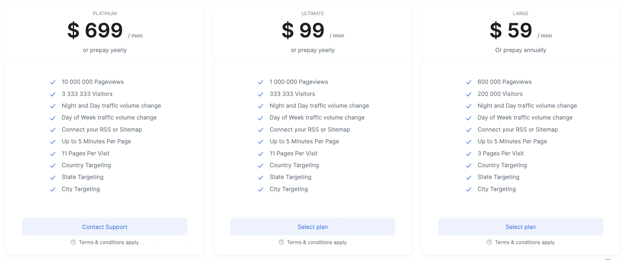 Screenshot of Economy Pricing.